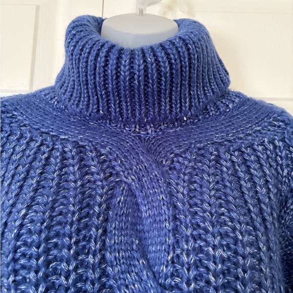 FATE Sweater Turtleneck Forever Chic Cable Sweater Royal Blue size Small Medium - Picture 5 of 13